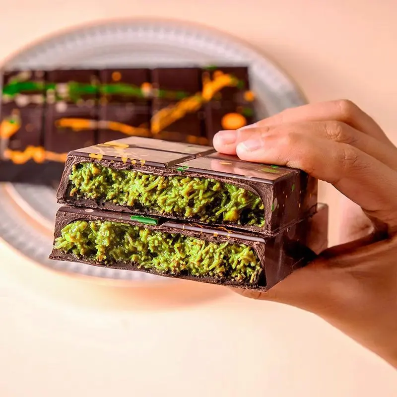 (COD)Bar Coklat Kunafa Fingers dengan Kacang Pistachio - sweets, Food Chocolate Snack