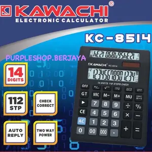 Kawachi Kalkulator 14 Digit 2 Layer KC 8514 Calculator 14 Digit Hitam