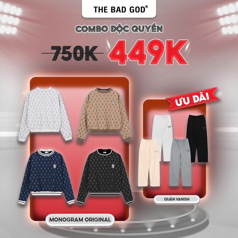 [MUA 1 TẶNG 1] Áo Sweater Monogram + Quần Dài The Bad God