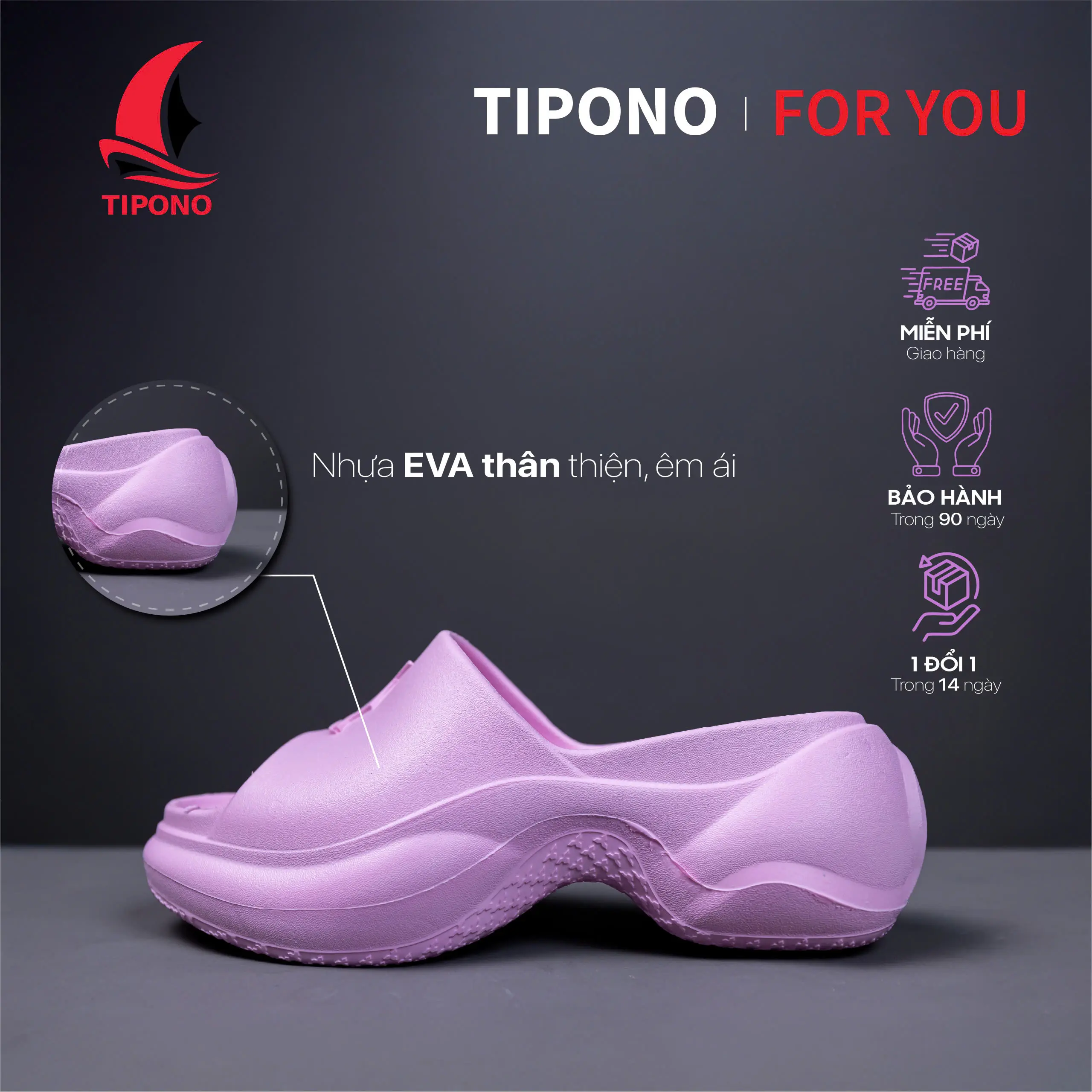 Dép Quai Ngang Nữ TIPONO Đế Dày (Tăng Chiều Cao Từ 5-7cm)  Đế Cao Thời Trang Kiểu Dáng Basic Chống Trượt Chống Thấm Nước Chất Liệu EVA Mềm Mại LM36 Cao Su DéP dép  cao 7 phân dép  bông giày  cao Slipper Women Đồng Ngọc Shoes dép  độn  đế  cao  nữ