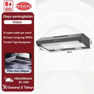 Tixx Cooker Hood Penghisap Asap Dapur Daya Hisap Super Kuat Filter Minyak Mudah Dibersihkan Mesin Tembaga Awet 3 Level Kecepatan Hemat Energi Desain Ramping Modern Cocok Untuk Dapur Rumah Apartemen dan Usaha Kuliner Alat Dapur Praktis Dan Awet - 60cm