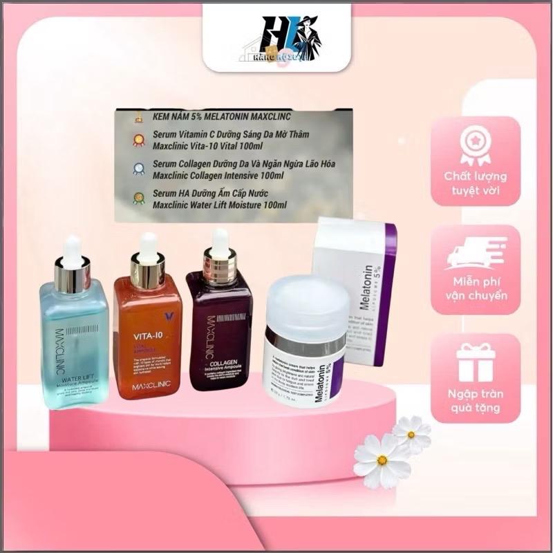 [Hàng Công ty] Combo Căng Bóng Dưỡng Sáng, Mờ Thâm Nám Sạm, Căng Bóng, Chống Lão Hoá [ Keo Ong Vita 10 + Melatonin5%] Maxclinic Skincare Làm Đẹp Da Serum 0