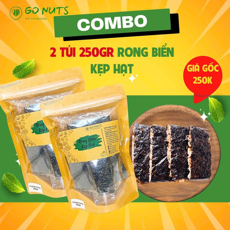 500g Rong biển kẹp hạt dinh dưỡng GO NUTS, bánh hạt mix ngũ cốc dinh dưỡng
