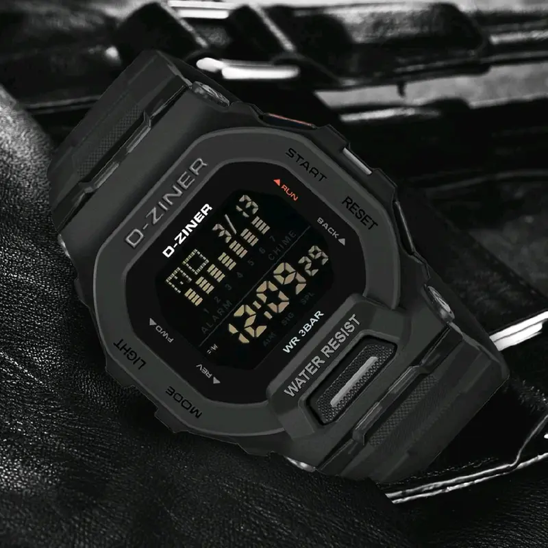 jam tangan pria mewah D-ZINER 8312 Tali Rubber Abu orange Digital original Hijau 1