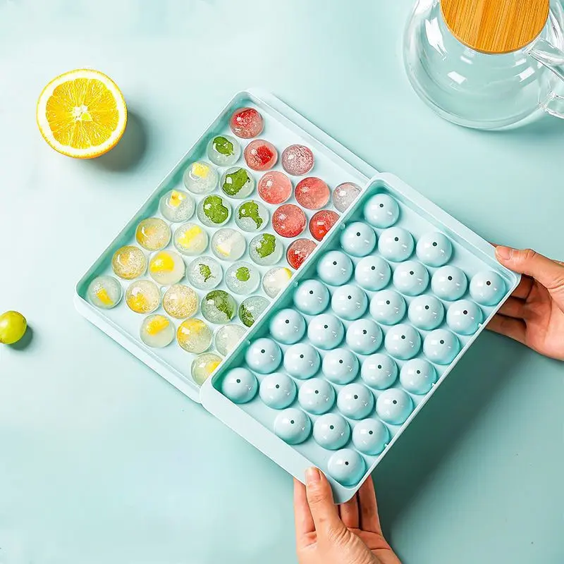Round Ball Ice Tray with Lid Household Plastic Ice Cube Mold Refrigerator Ice Ball Mold Ice Making Box Round Ice Mold Ice Making Box
