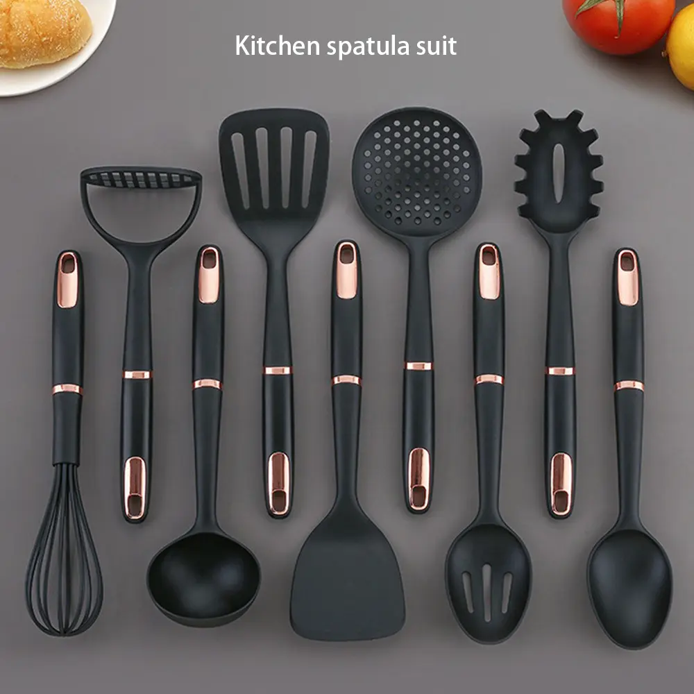 Kitchen Non-Stick Cookware Spatula Soup Spoon Colander Fried Egg Shovel Nylon Spatula Suit Cooking Tools 9-Piece Set
