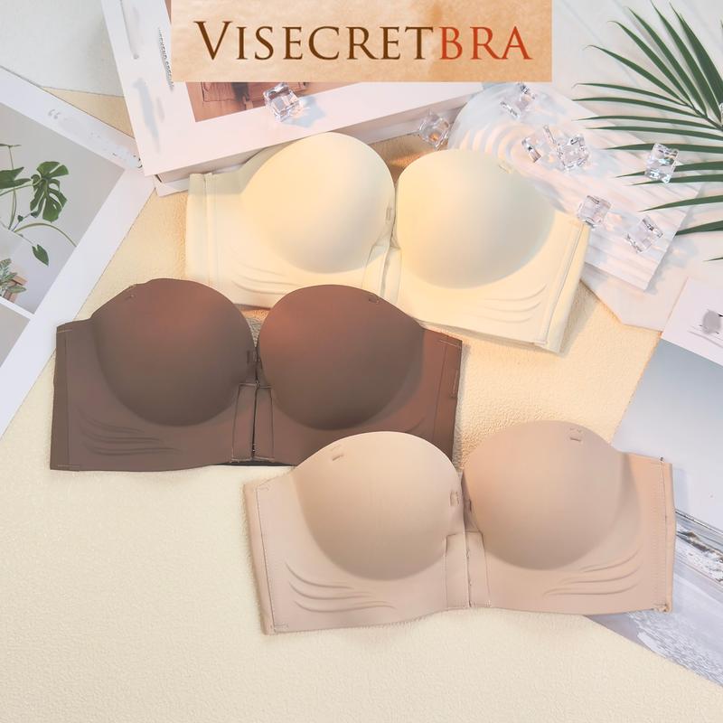 Áo Lót Áo Bra Su Đúc Nguyên Khối Cup To Cài Trước Nâng Gom Quả Không Dây Bảng Lưng To Không Gọng Không Đường May Hạn Chế Mỡ Lưng -- VN240201 Women