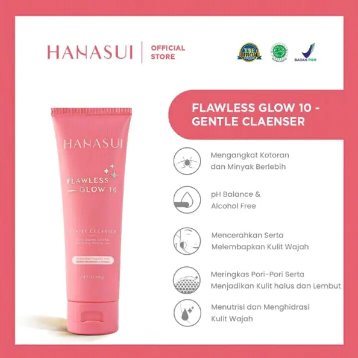 MAKEUP HANASUI FLAWLESS GLOW 10 GENTLE CLEANSER PEMBERSIH WAJAH