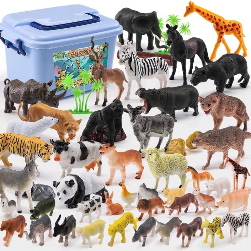 BỘ đồ chơi động vật 58 chi tiết và  bộ  khủng long 52 chi tiết hàng loại 1 có kèm theo hộp đựng nhưa an toàn cho con