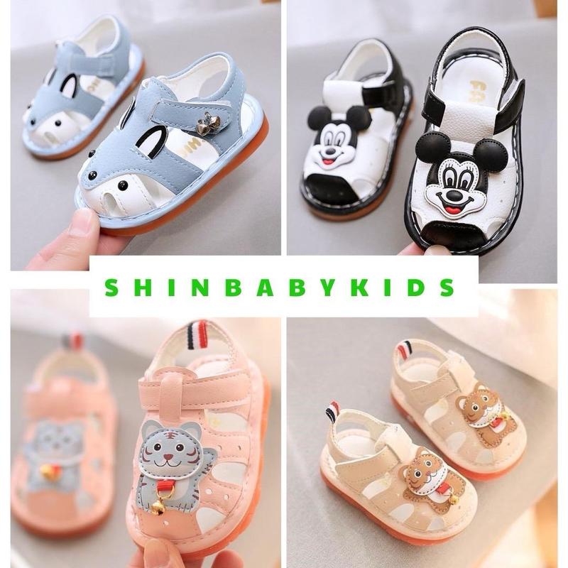 Dép Tập Đi Cho Bé Trai Bé Gái Có Kèn Tiếng Kêu Bíp Bíp Chống Trượt SHINBABYKIDS da PU Dép Sandal 2025 giay tap suc  begai giày