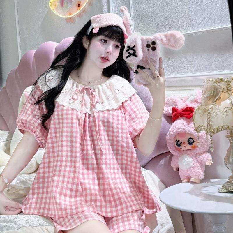 Bộ Kẻ Hồng Cổ Chun Cute Thô Mềm Qccc 3
