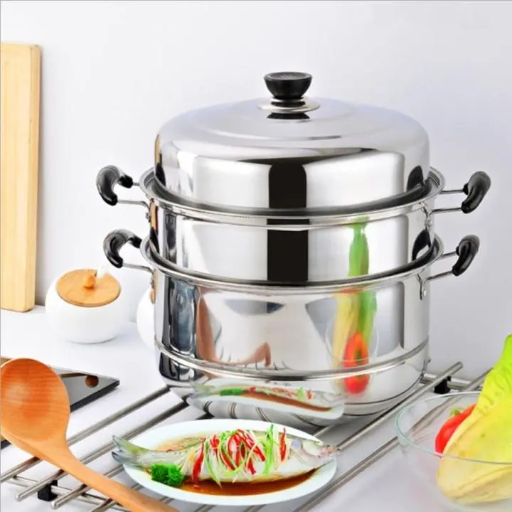 Nồi Hấp Inox 3 Tầng Đa Năng 28cm, Chống Nhỏ Nước Khi Hấp 3
