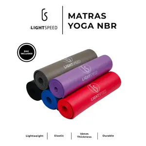 LIGHTSPEED Matras Yoga Nbr 10mm / Anti Slip / Gym Mat Include Strap / Matras Olahraga Termurah / Matras Yoga Nbr Karpet