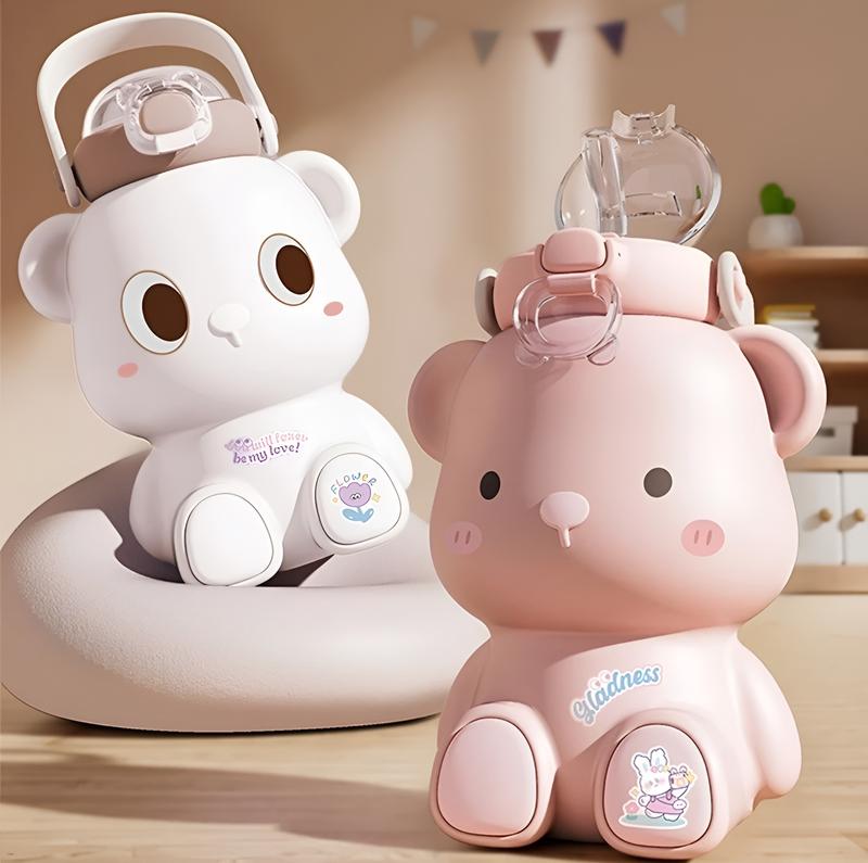 Bình nước giữ nhiệt cho bé đi học dung tích 450ml Bình giữ nhiệt inox 316 họa tiết dễ thương hình gấu siêu cute
