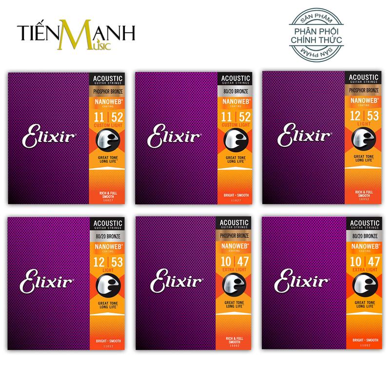 [Chính Hãng] Dây Đàn Guitar Acoustic Elixir 16002, 16027, 16052, 11002, 11027, 11052 - Phosphor Bronze cỡ 10, 11, 12