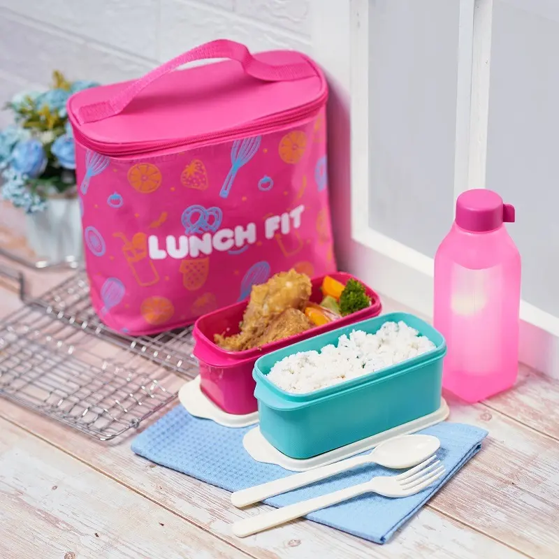 Tas bekal makan set Lunch Fit / Kotak makan beserta tas Lunch box set 3