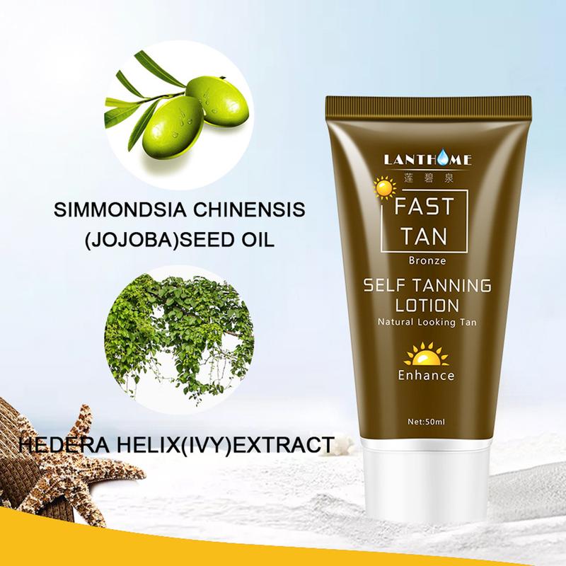 Product Introduction of 50ml Self Tanning Cream Fast Body Face Self Tanner Fake Tan Cream Solarium Makeup Foundation Bronzer Nourishing Lotion Skin Care 19