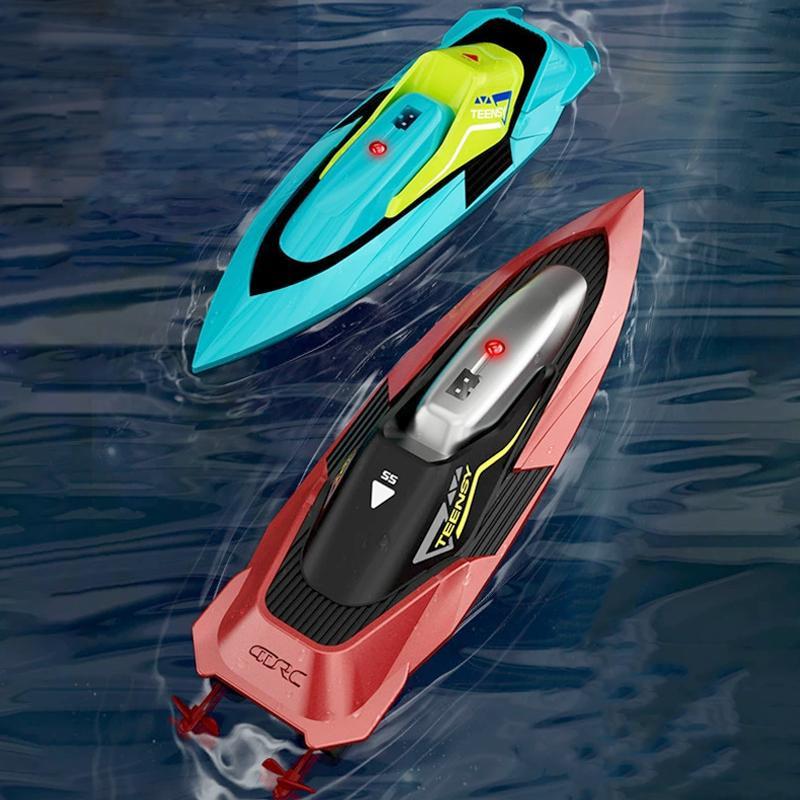 Product Introduction of 2.4G Mini Remote Control High Speed Boat, 1 Set Double Spiral Pulp RC Water Racing Boat, Waterproof Pool Toy for Outdoor Fun 0