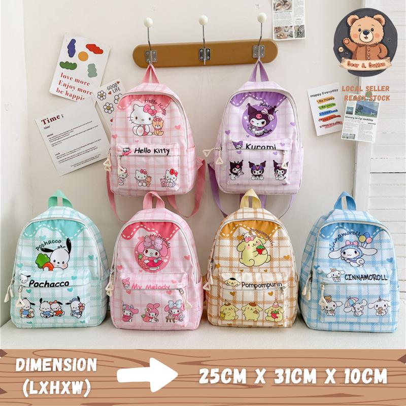 B&B Girl Kids Bag Kuromi Cinnamoroll Melody Sanrio Backpack Beg Sekolah School Bag Kindergarten Beg Budak Murah Beg Tadika Taska Beg Kanak-Kanak Melody Bag Hello Kitty Bag Cinnamoroll Bag Women's Bag Cute Cartoon Backpack 7