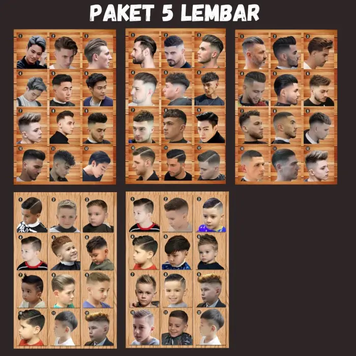 POSTER BARBERSHOP 2023 POSTER PANGKAS RAMBUT 2023 GAMBAR POTONG RAMBUT - 2 LEMBAR