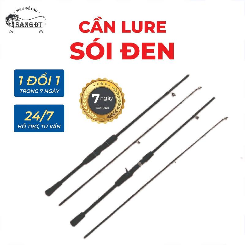   Bảo Hành 7 Ngày  Cần Câu Lure 2 khúc Sói Đen Đi Câu Bắt Cá Câu Cá Carbon Fishing 