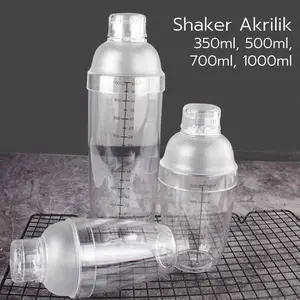 Shaker Akrilk Transparan - Pengocok Plastik Cocktail Shaker - Kocokan Minuman 350ml, 500ml, 700ml Gelas