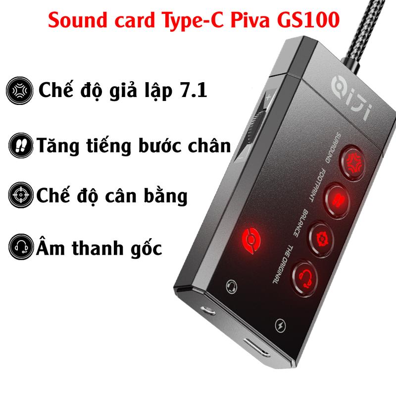 Sound card Piva GS100 Piva GS200 Card âm thanh TypeC có mic chuyên game xem phim nghe nhạc dành cho điện thoại, máy tính bảng và PC