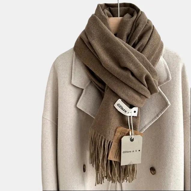 Khăn Choàng cổ trơn Different tone màu Neutral chất Cashmere dạ len mềm mịn len quàng cổ mùa thu đông nam nữ Khăn Choàng