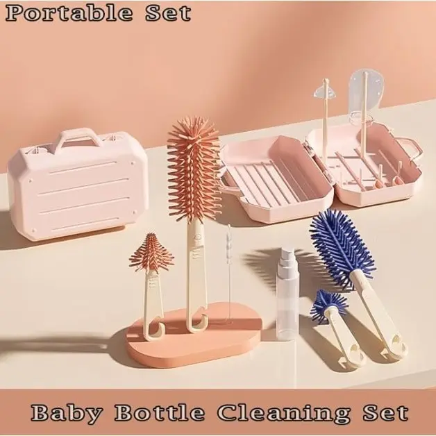 【COD】Portabel 6 IN 1 Set Sikat Botol Susu Bayi untuk Perjalanan Dan Rumah Multifungsi Brush Set Travel 6in1 5