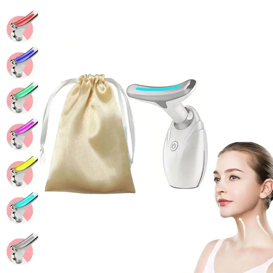V-shape Facial Massage Instrument With Bag, 1 Count 7-colors Facial Skin Care Instrument, Professional Massage Product For Women
