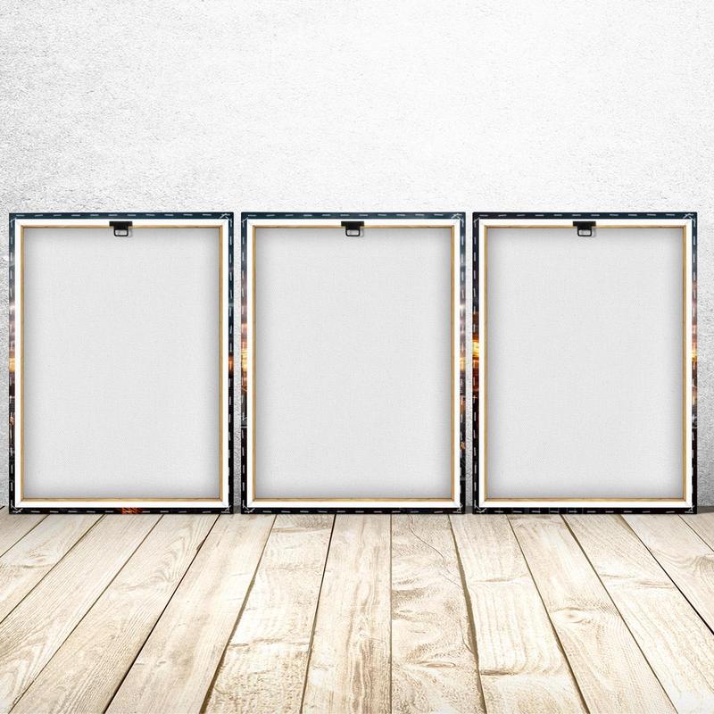 Wooden Framed Canvas Painting, 3 Counts/set City Sunset Pattern Wall Art, Modern Art Wall Decor, Home Decoration Poster for Living Room, Bedroom 8