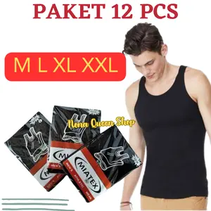 12 PCS Singlet Kaos Dalaman pria Warna Hitam Size M L XL XXL
