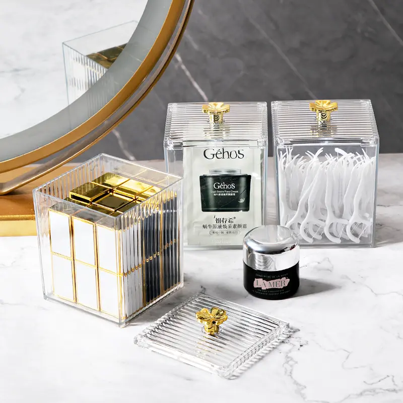 Hộp lưu trữ, thiết kế cỏ ba lá, cho tăm bông và bông, ngăn cách, sử dụng trong gia đình, lưu trữ vật nhỏ, lưu trữ để bàn, lưu trữ đồ trang sức 3