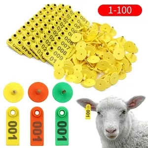 Eartag Kambing Domba 100pcs Ear Tag Sapi Babi Penanda NOMOR 1-100 Anting Identifikasi Ternak