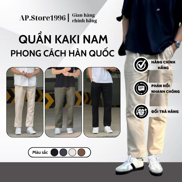 Quần Kaki Suông Nam Nữ Cạp Chun -Ống Rộng Lưng Cao Chất Liệu Kaki Thoáng Mát Menswear Pants