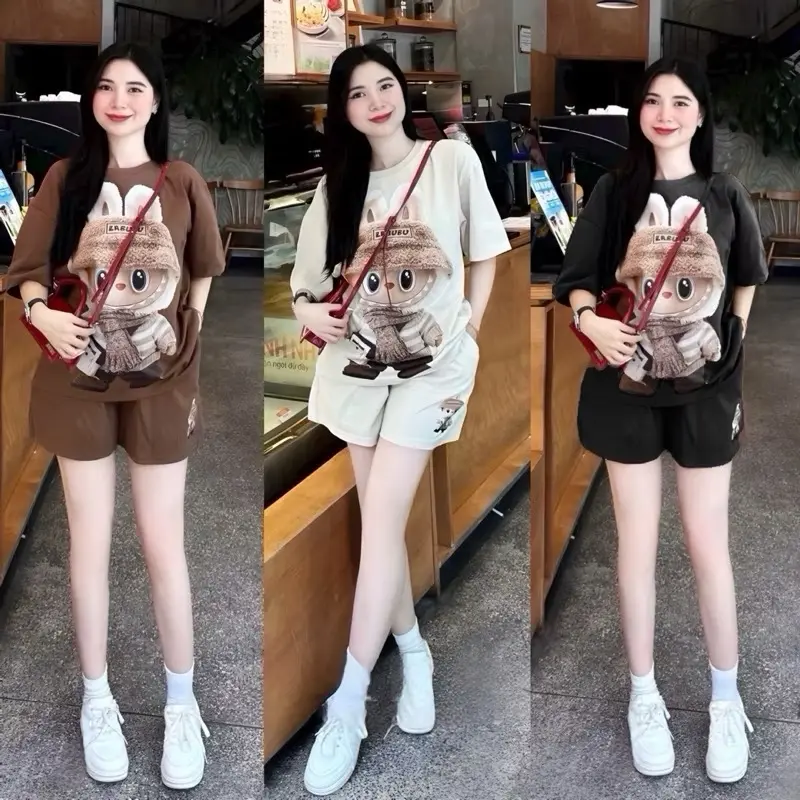 Set bộ đồ nữ labubu in hình to sắc nét siêu cute cho các nàng