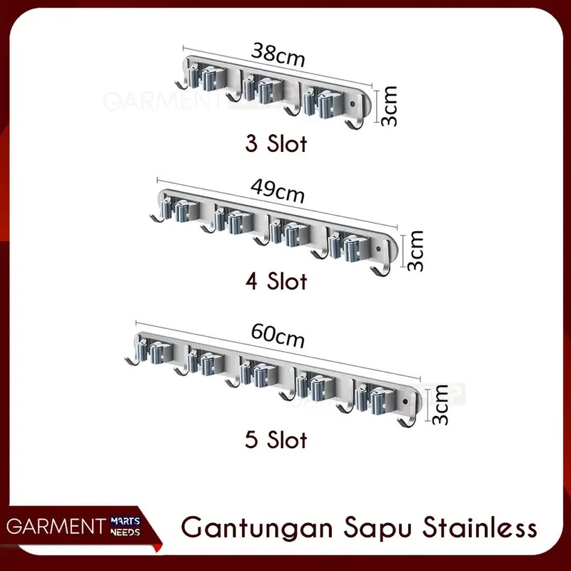 Gantungan Sapu Pengki Pel Tempel Dinding Praktis Rak Hook Slot Alat Kebersihan Dengan Pengait 4