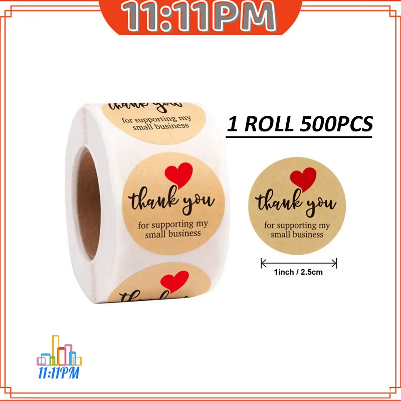 Stiker 500 pcs Label Terima Kasih Sticker Thank you Tempel Untuk Jualan 1 Roll