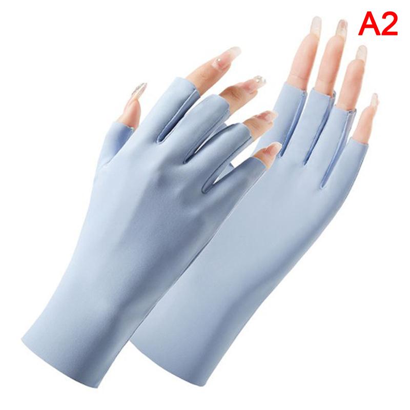 Product Introduction of Summer Ice Silk Half Fingers Gloves Women Breathable Thin Fingerless Gloves Outdoor Riding Driving Gloves Sunscreen Mittens 35