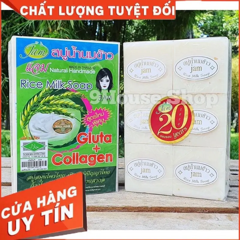Lốc 12 bánh xà phòng cám gạo Jam thái lan, hỗ trợ sạch mềm mịn da 5