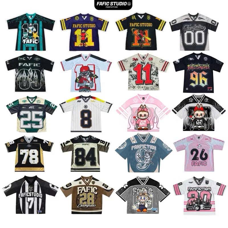 Áo Thun FaFic Thể Thao 11 Hình Mascot Jersey Unisex Vải Thun Lưới Mè Mặc Mát
