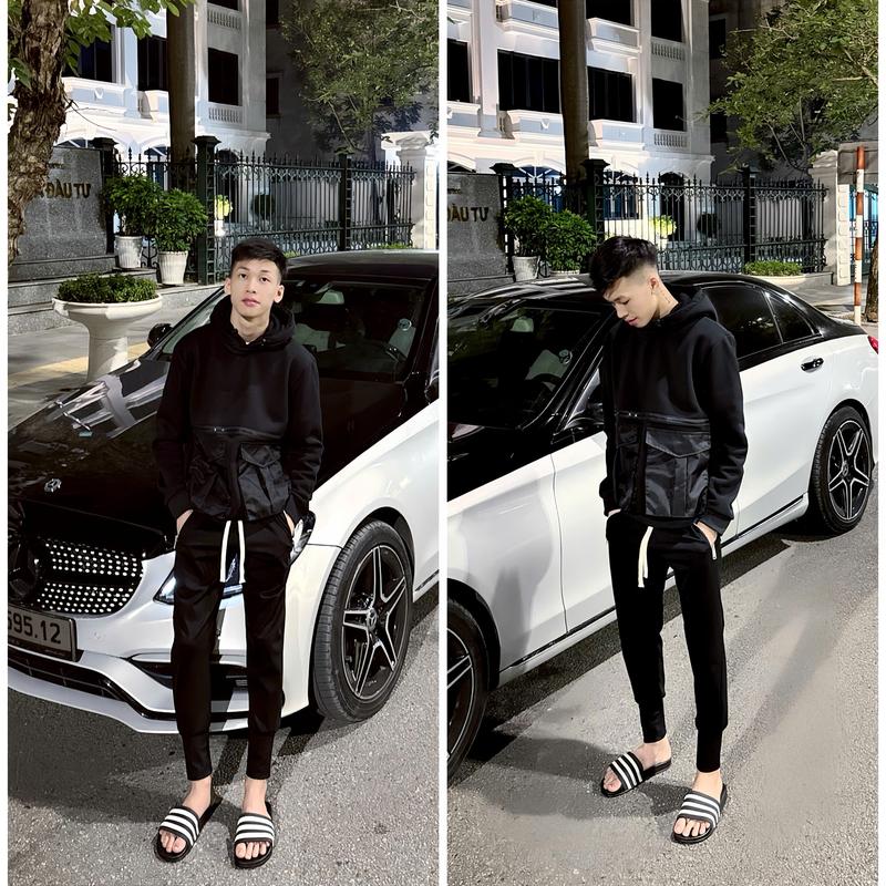  Áo Hoodie AN068 Họa Tiết Phối Túi Hộp Mix Khóa Chất Liệu Nỉ Bông Tàu Mũ 2 Lớp Dày Dặn Thời Trang Nam Menswear 