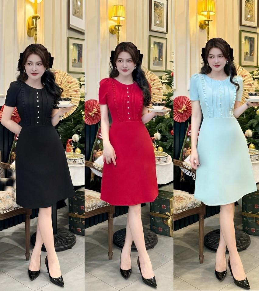 Đầm Thời Trang Bigsize Thiết Kế Cổ Nhọn Dễ Thương Cho Các Nàng Váy Dress Cotton Nữ Đen Women - A.1308