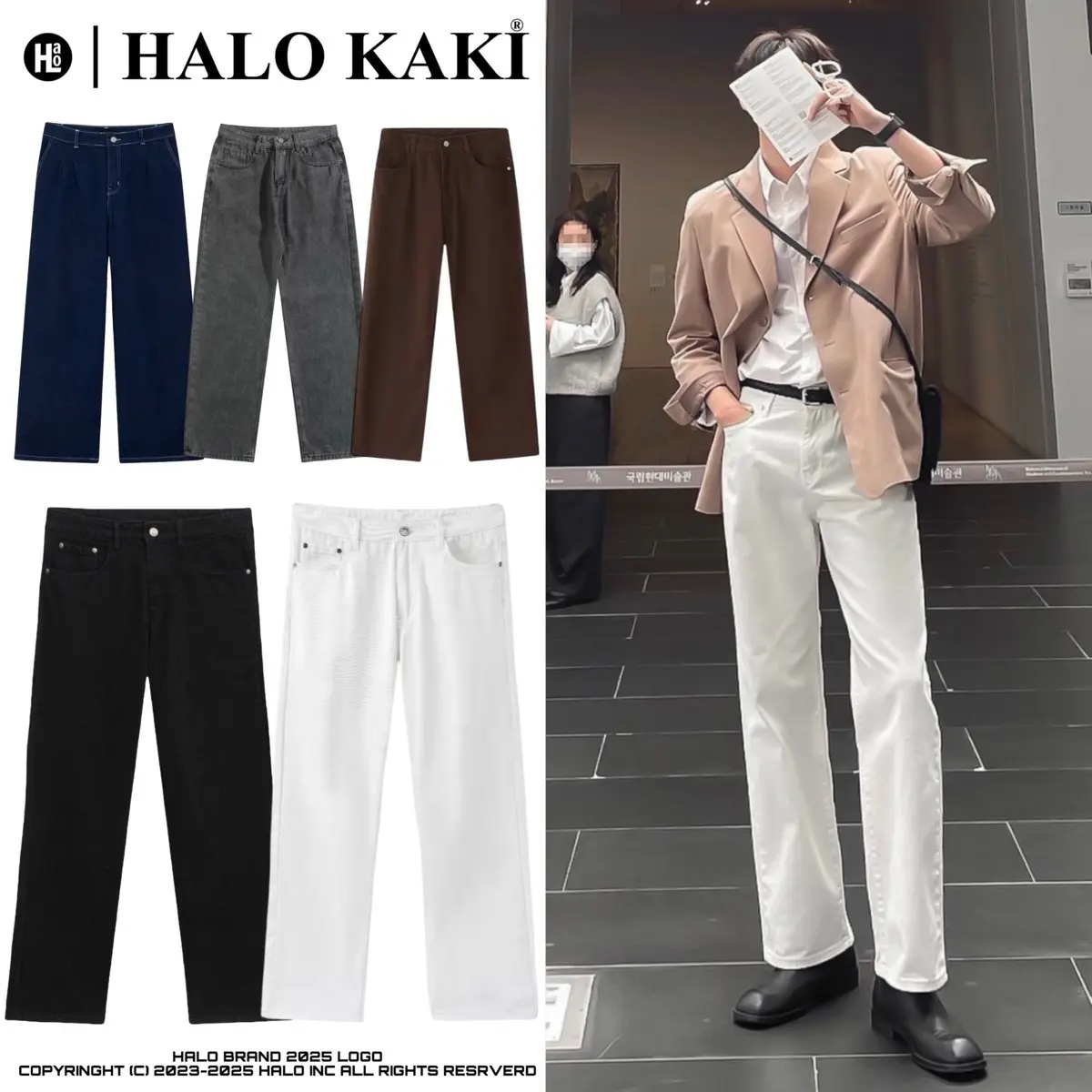 JEANS TRẮNG/ĐEN/NÂU/XANH BAGGY - QUẦN JEANS/KAKI (FORM BAGGY) ỐNG RỘNG CHẤT DÀY BASIC UNISEX -  [HALO KAKI] Trễ lưng Menswear Nam Pants Cargo Có Túi Denim