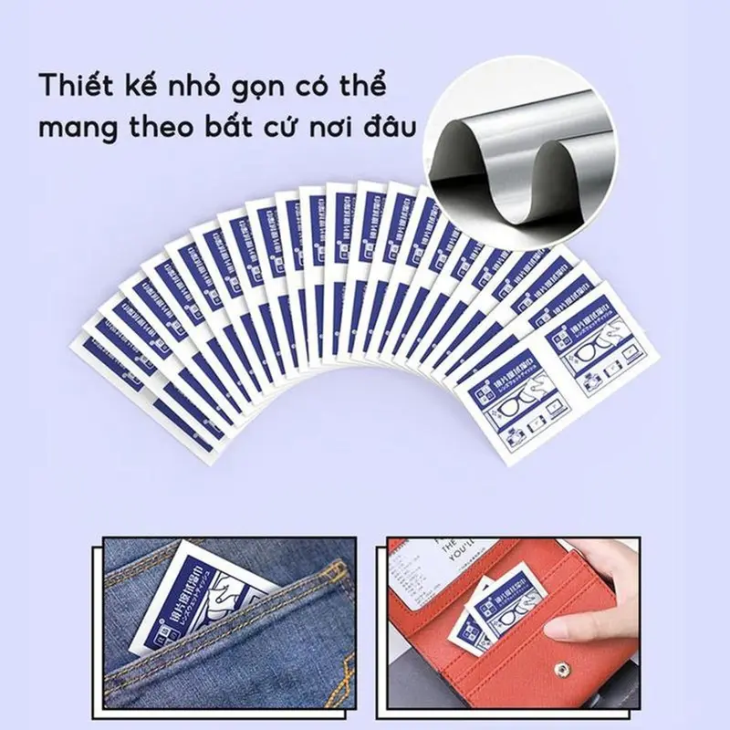 [Mẫu Mới] Hộp 100 Khăn lau kính nano chống bám hơi nước, Giấy lau kính mắt,máy ảnh chống sương mù mồ hôi tiện lợi Cao Su Giày khan lau 4
