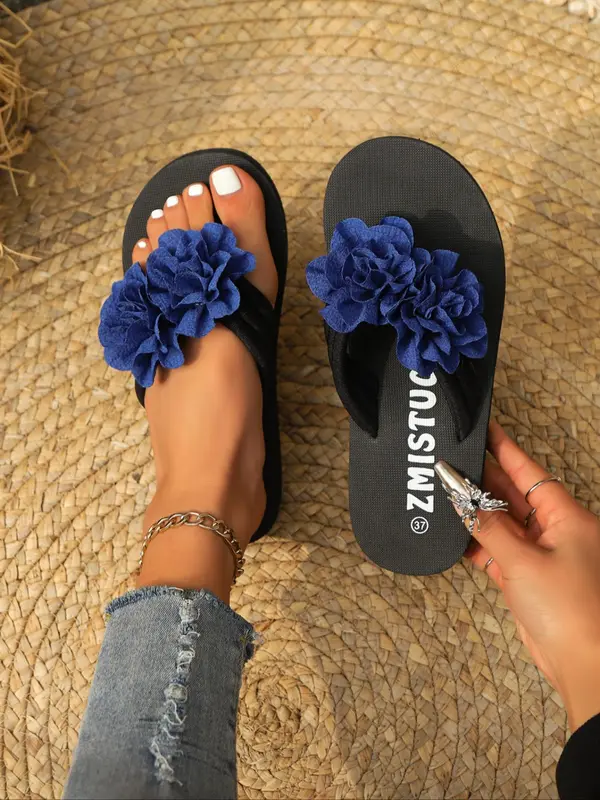 Women's Fashionable Flower Design Slide Sandals, Casual Comfortable Flat Sandals for Summer, Female All-match Round Toe Sandals for Daily Wear, Girl 4
