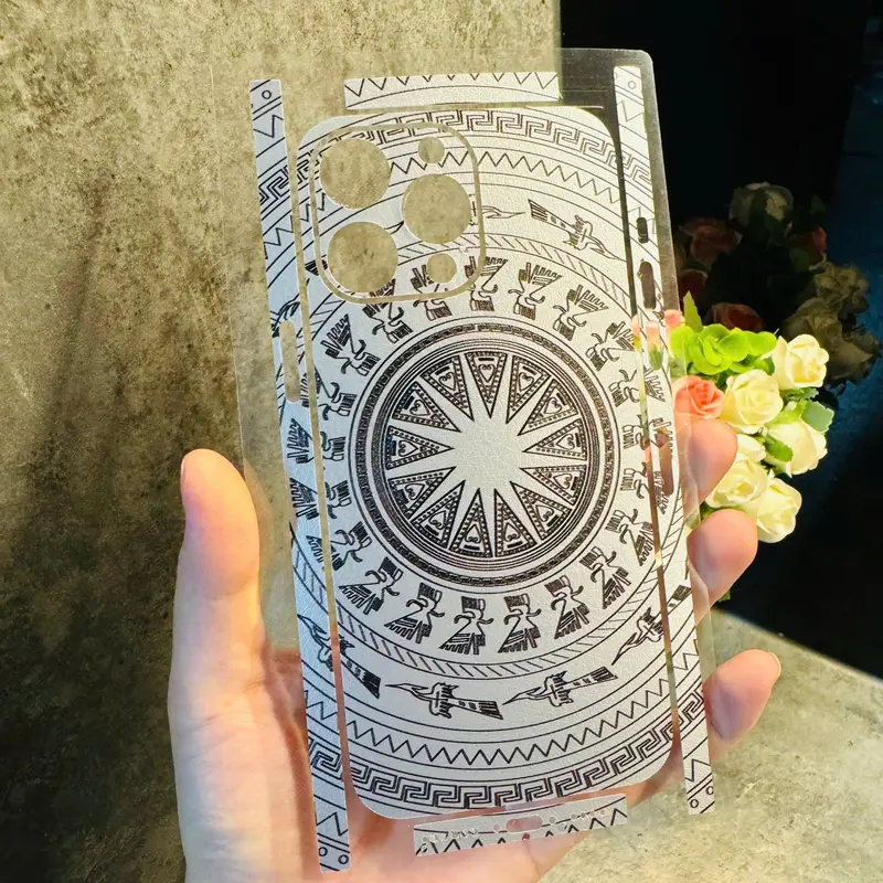 Miếng dán skin da mỏng các màu- Skin da trống đồng các máy và iphone 5/5s đến 16promax Dán full lưng , có viền (TDD) 4