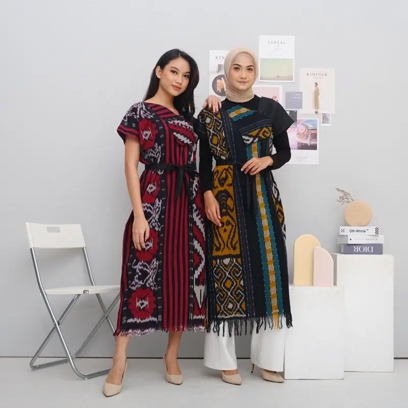 AURORA DRESS TENUN JEPARA TORAJA LOMBOK PAPUA  DRESS KONDANGAN Casual Panjang Wanita Pesta Baju Natal Pendek Jepang Katun Toyobo Batik Etnik Kain