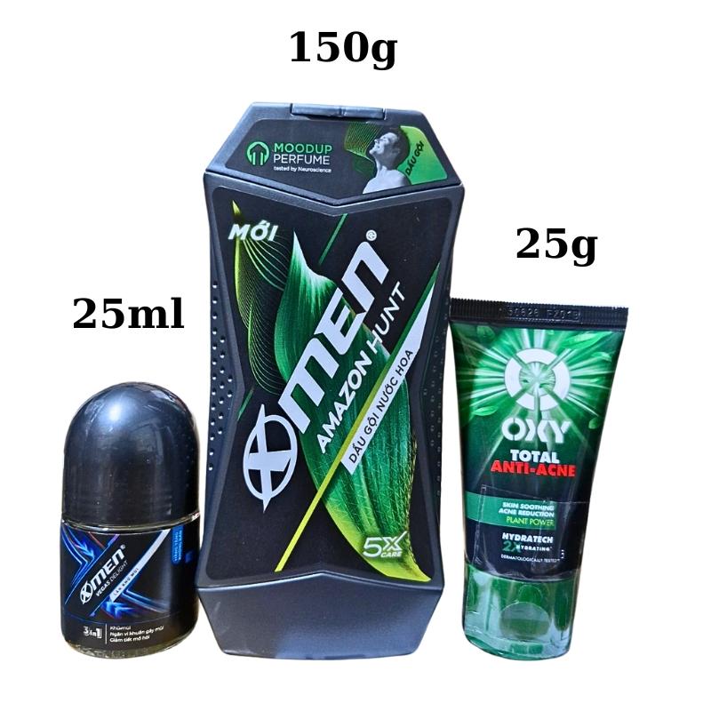 Set 3 Món: Gồm 1 Dầu Gội XMEN 150g+ 1 Chai Lăn Khử mùi XM E N (xanh)25ml-Hàng Tặng khuyến mãi+ 1  Sữa rửa mặt Oxy 25g