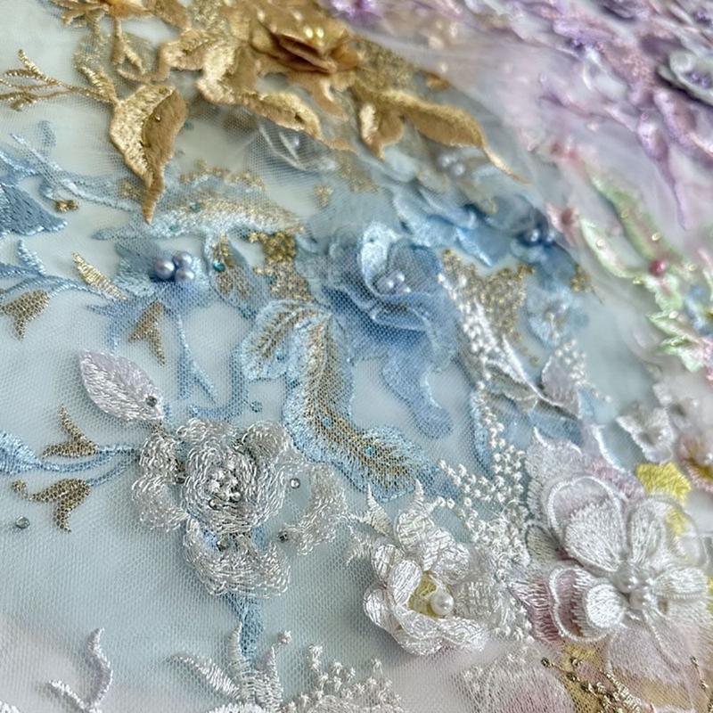 Fashion Elegant Colorful Sequined Embroidery Patches 3D Flower DIY Embroidered Floral Patches Sewing On Patches Dresses 3